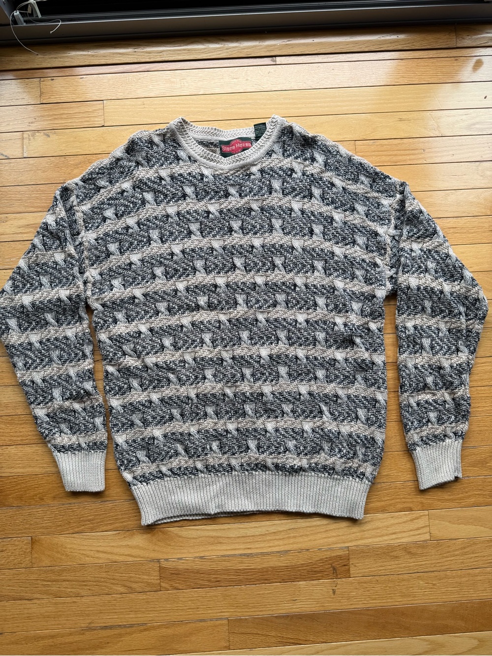 Vintage Stone Haven Men's Gray Patterned Crewneck Sweater Men’s Size XL
